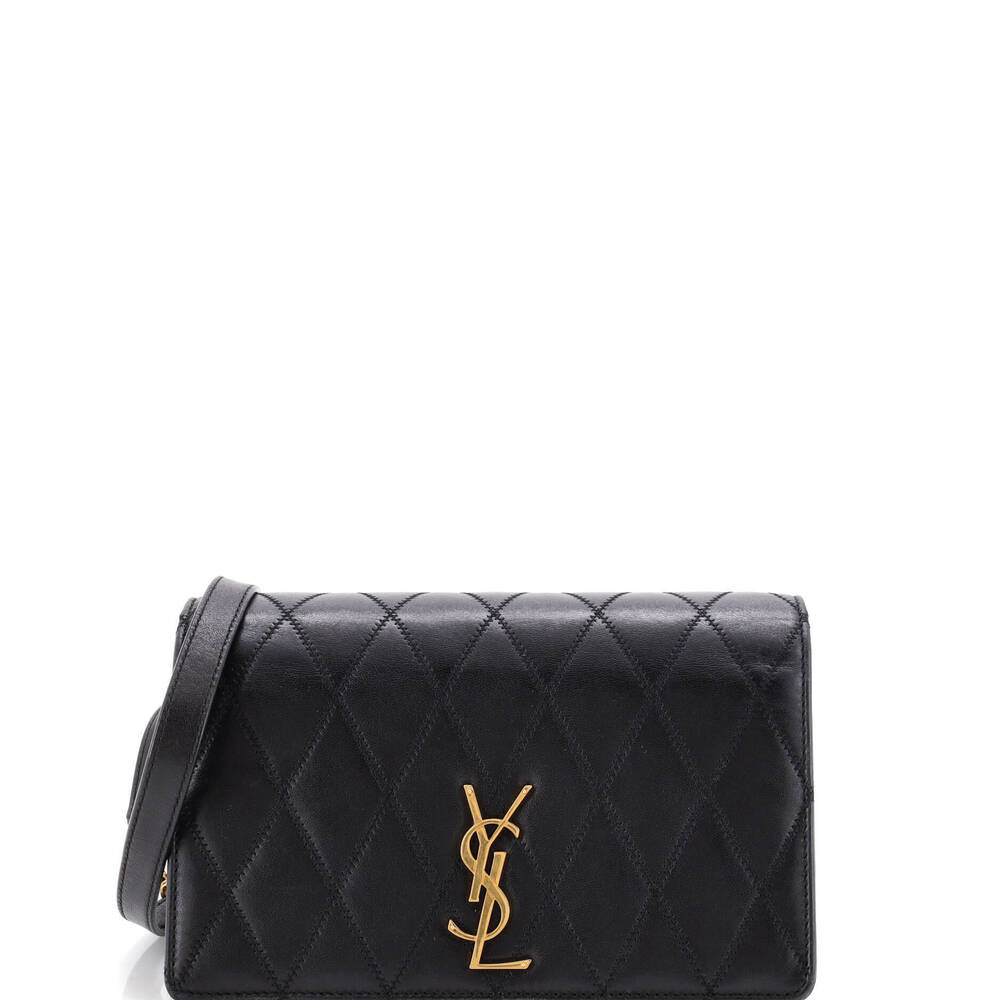 Saint Laurent Small Angie Chain Shoulder Bag Quilted Leather